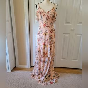 Lulu's Pink Floral Maxi Dress
